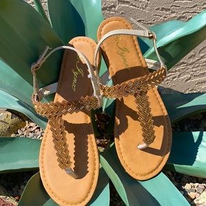 Jeweled Rose Gold Thong Rhinestone Sandals